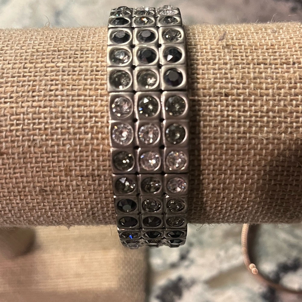 Silver and Black Touchstone Crystal by Swarovski Bracelet
